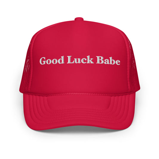 ”Good Luck” Embroidered Trucker Hat