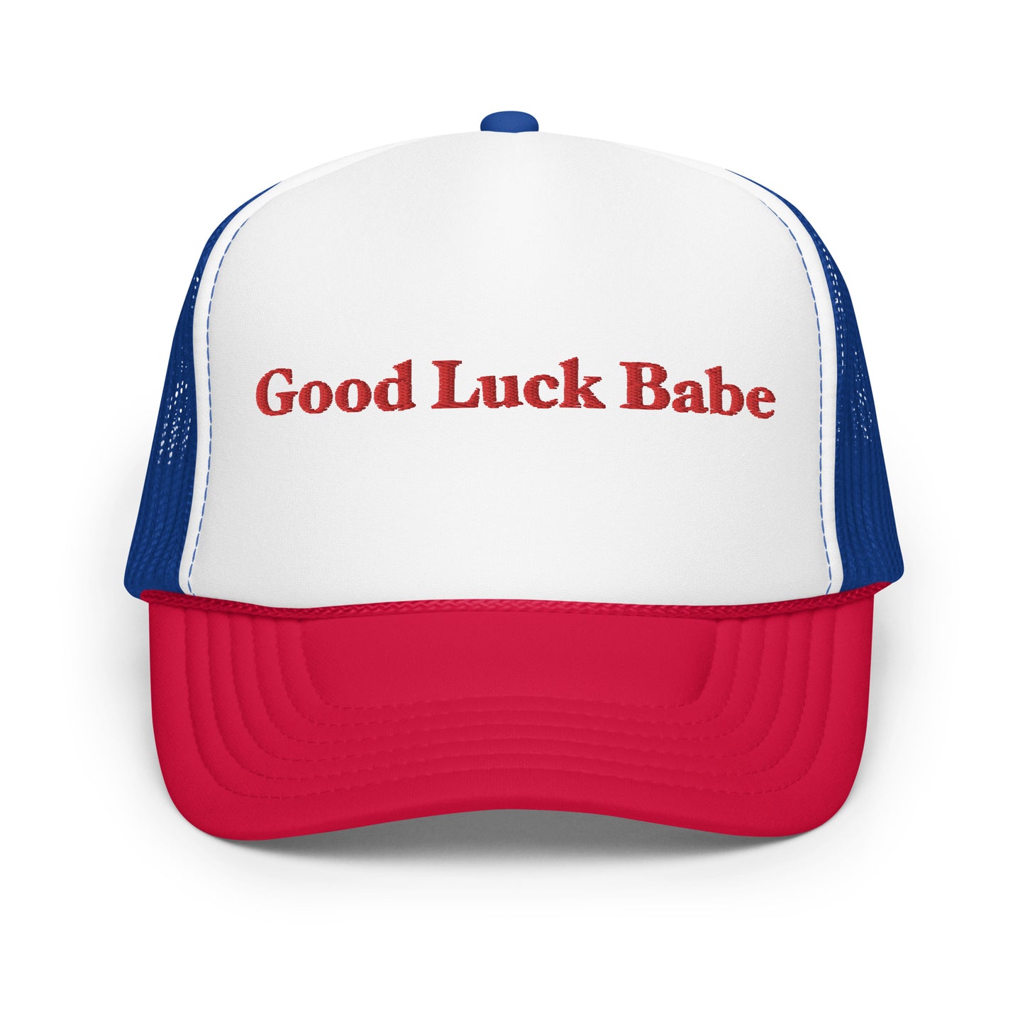 ”Good Luck” Embroidered Trucker Hat